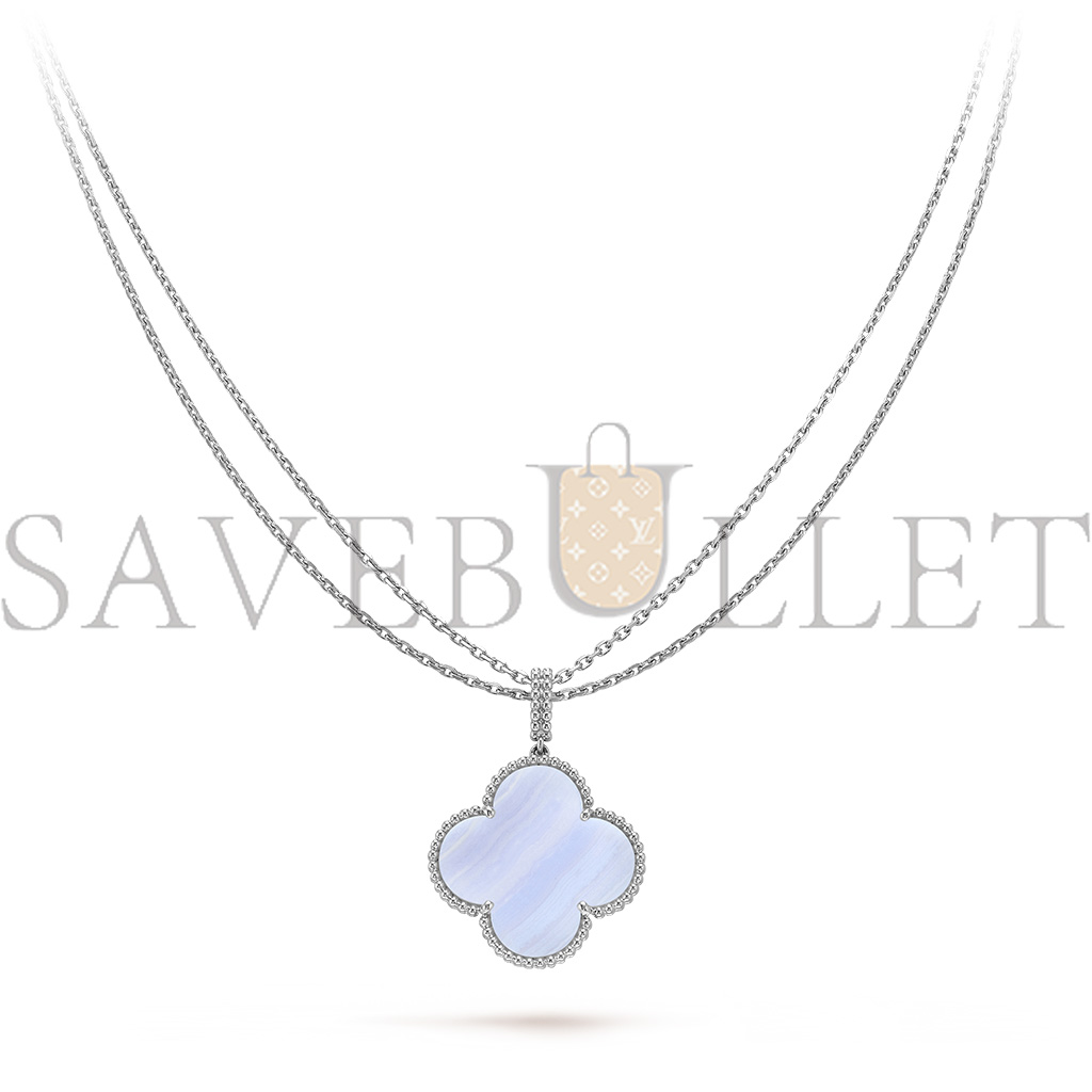 VAN CLEEF  ARPELS MAGIC ALHAMBRA LONG NECKLACE, 1 MOTIF - WHITE GOLD, CHALCEDONY  VCARP6L900